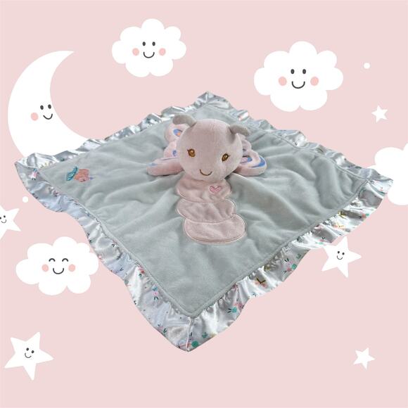Douglas Baby 15" x 15" Blue Pink White Butterfly Bria Plush Lovey Baby Blanket - Picture 1 of 8
